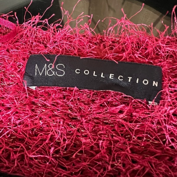 M&S COLLECTION Hot Pink Metallic Eyelash Fringe Sweater, US 20/UK 24 - Picture 8 of 10